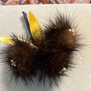 Vintage fur flower pin